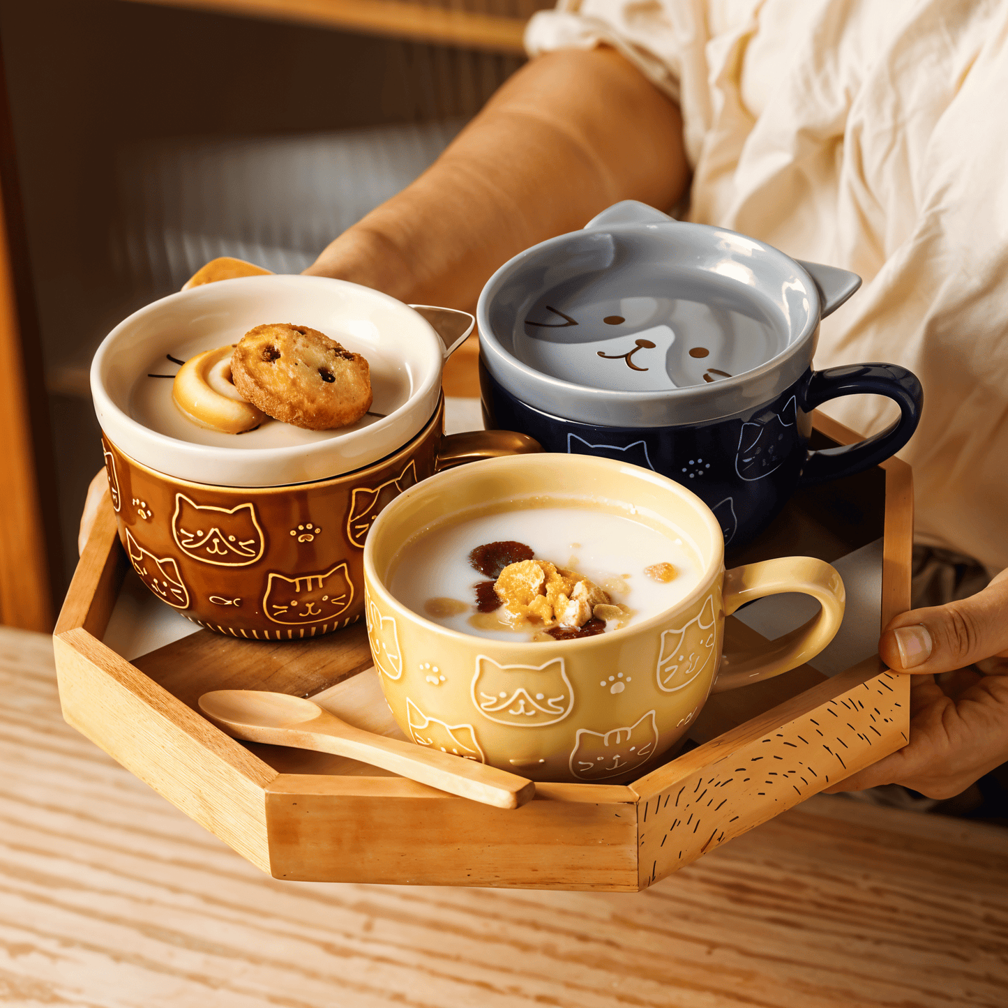 Japanese Cat Coffee Mug Set