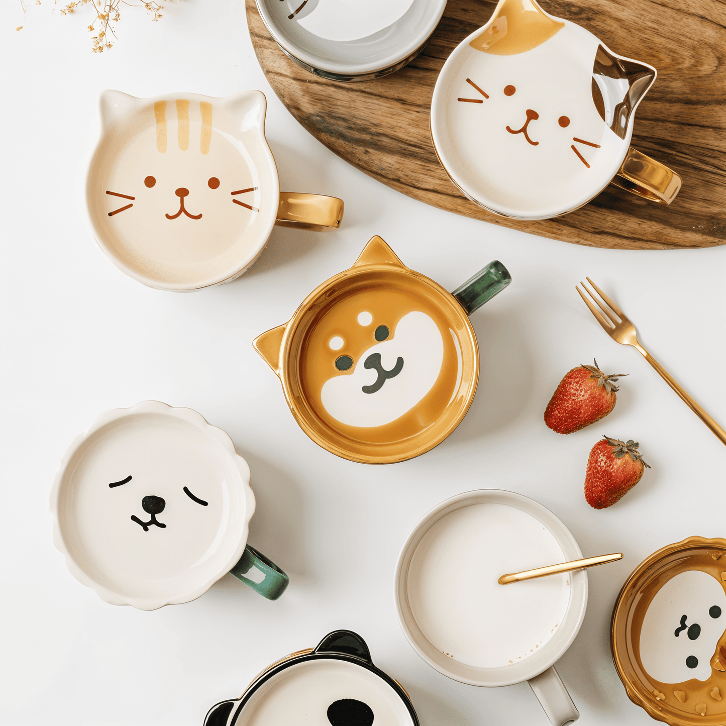 Japanese Cat Coffee Mug Set