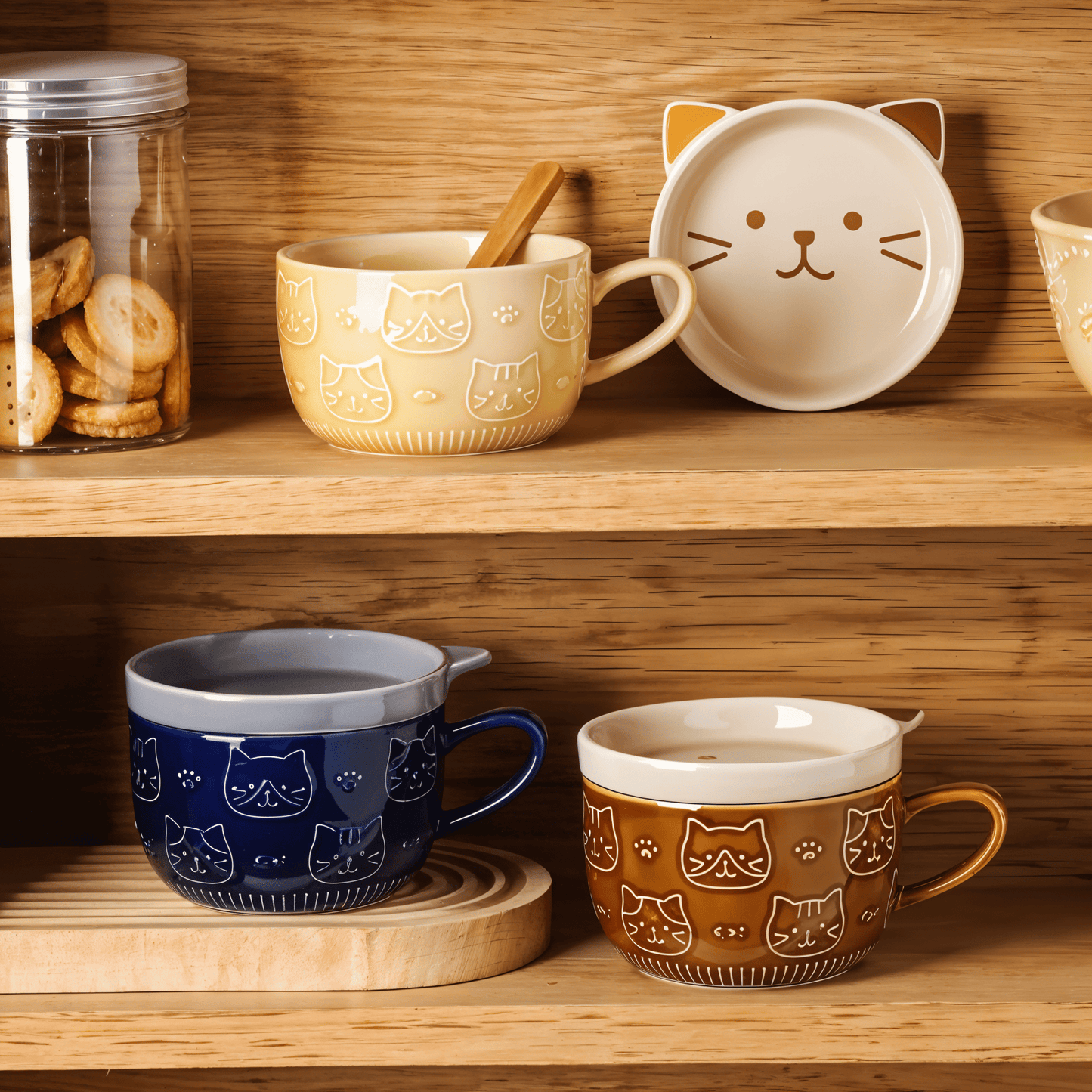 Japanese Cat Coffee Mug Set