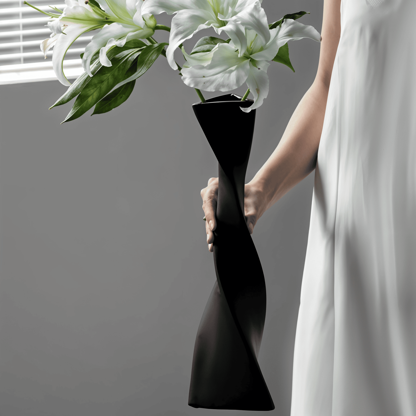 Twisted Tall Ceramic Floor Vase