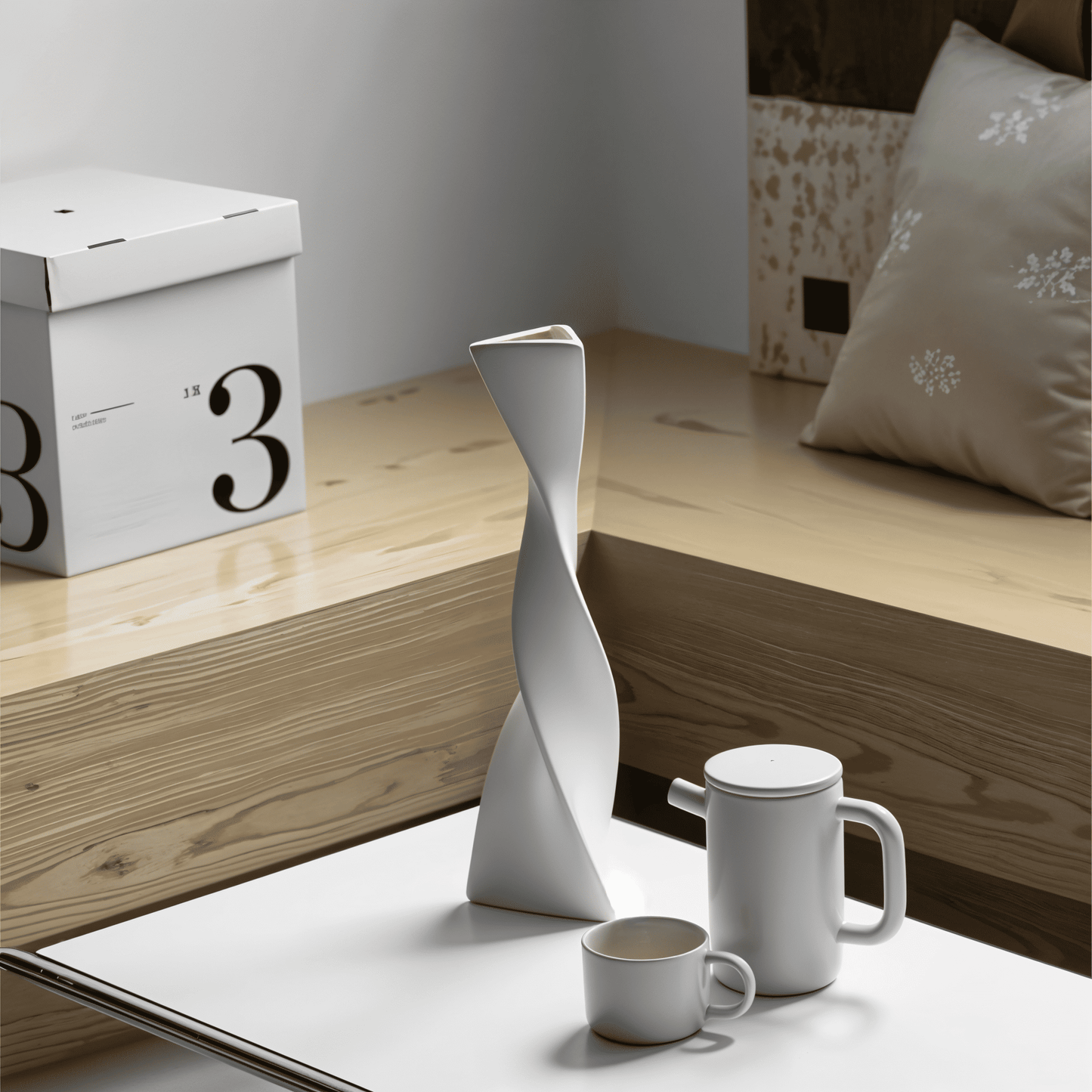 Twisted Tall Ceramic Floor Vase