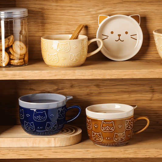 Japanese Cat Coffee Mug Set