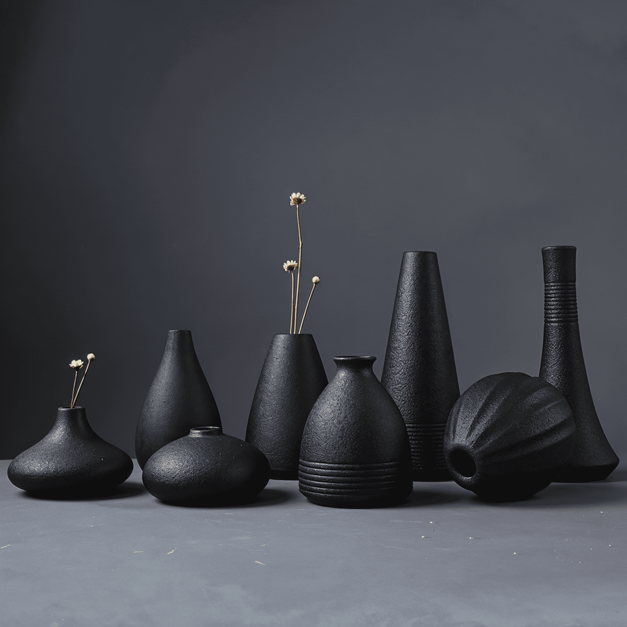 Matte Black Ceramic Vase